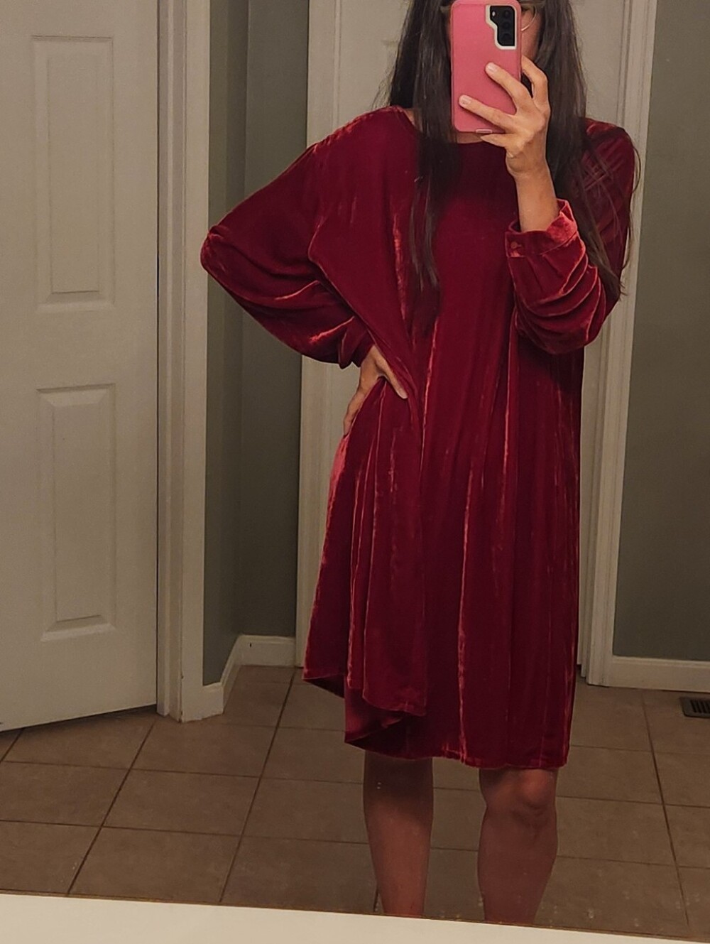 Eileen Fisher Size Xl Red Velvet Midi Swing Dress Christmas Party Nwt